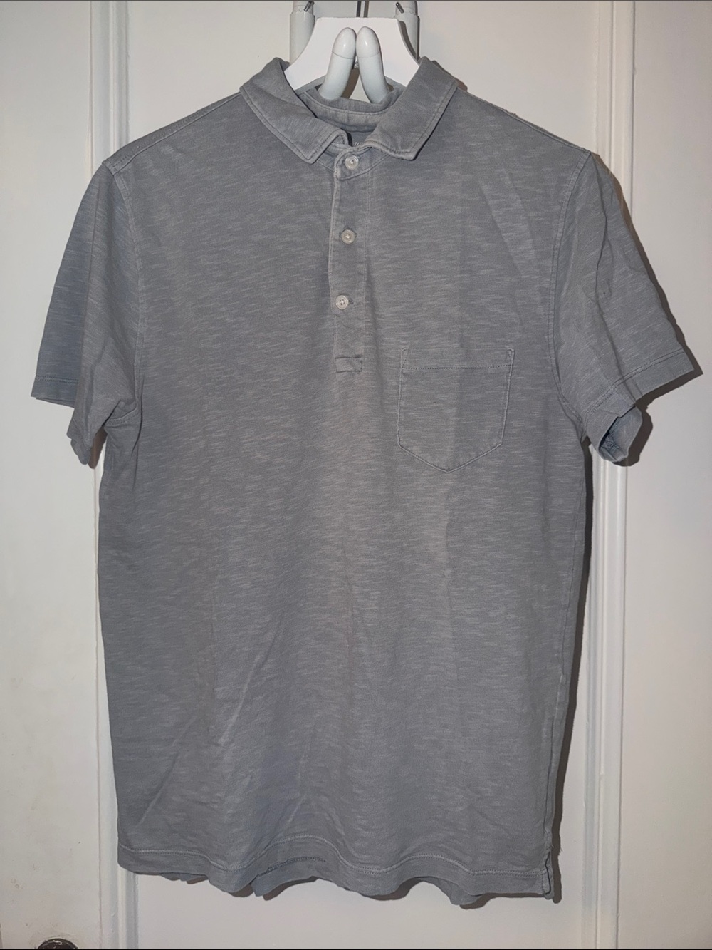 J. Crew Light Gray Short-Sleeve Polo with Chest Pocket